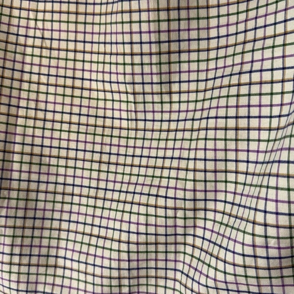 Ralph Lauren Men’s Small Ivory Checkered Long Sleeve Cotton Button Down Shirt - Picture 5 of 9